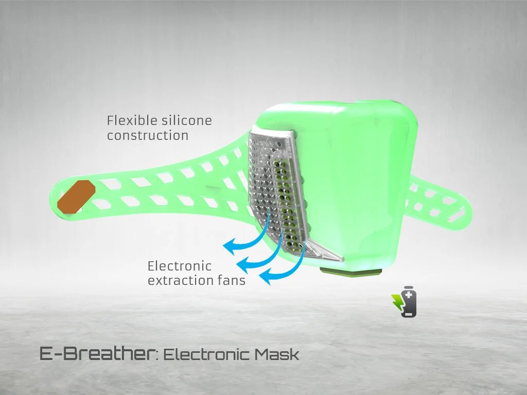 E-Breather Electronic Mask: Translucent mask allows for clear visual communication