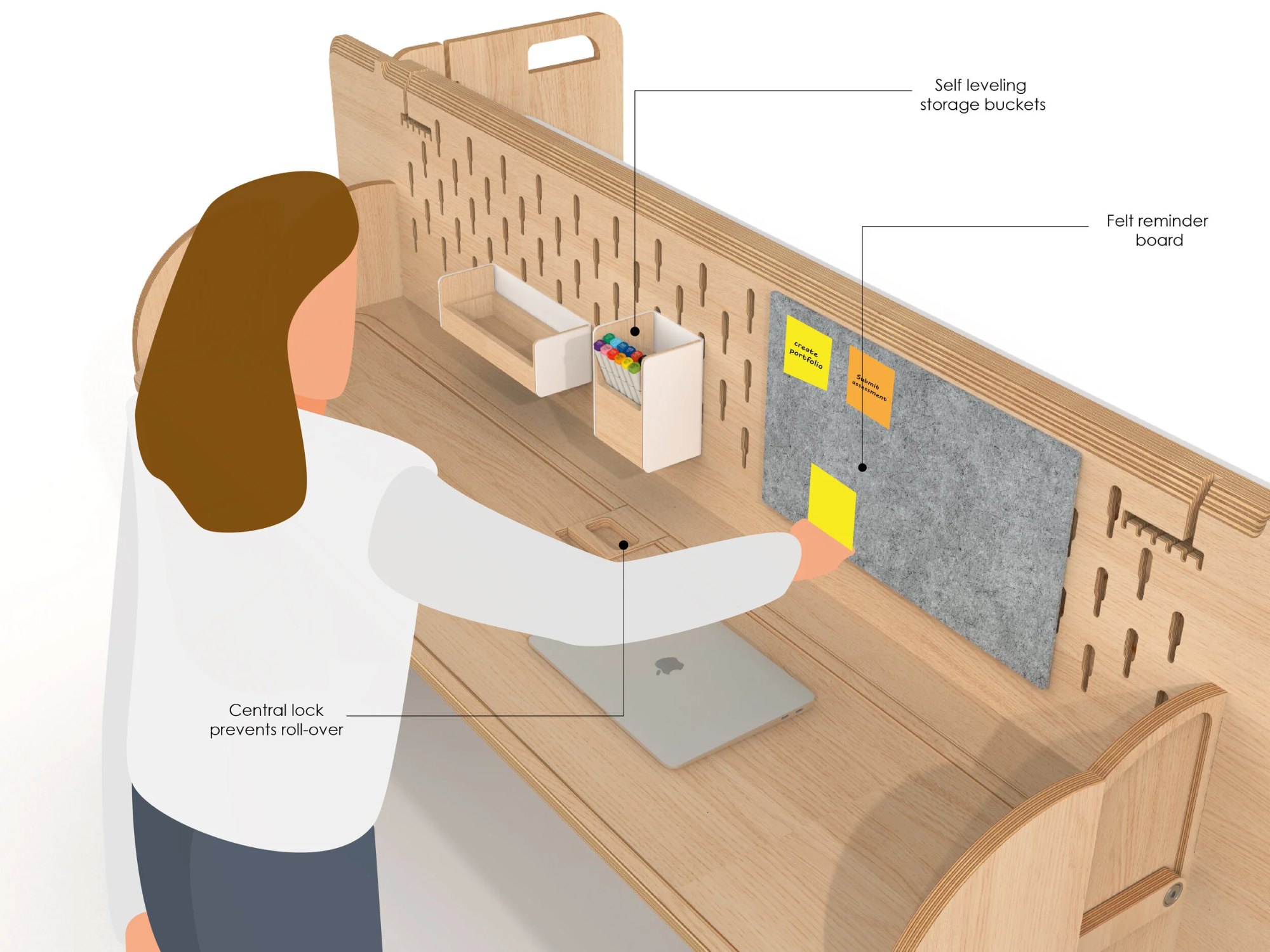 Customise your workspace with the modular pegboard to keep you working efficiently