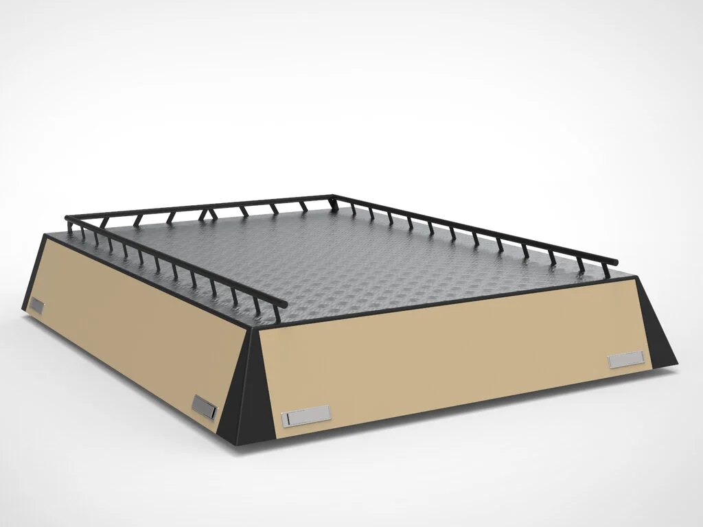 CAD rendering of canopy with aluminium sides for locking capability