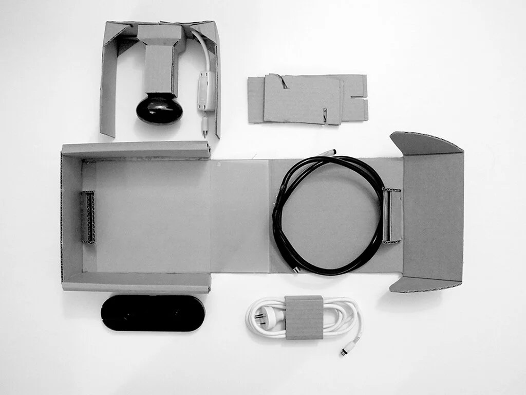 Packaging solution for the light design that demonstrates the compact forms that can be used for distribution. The packaging includes a stand for the easy activation of materials.