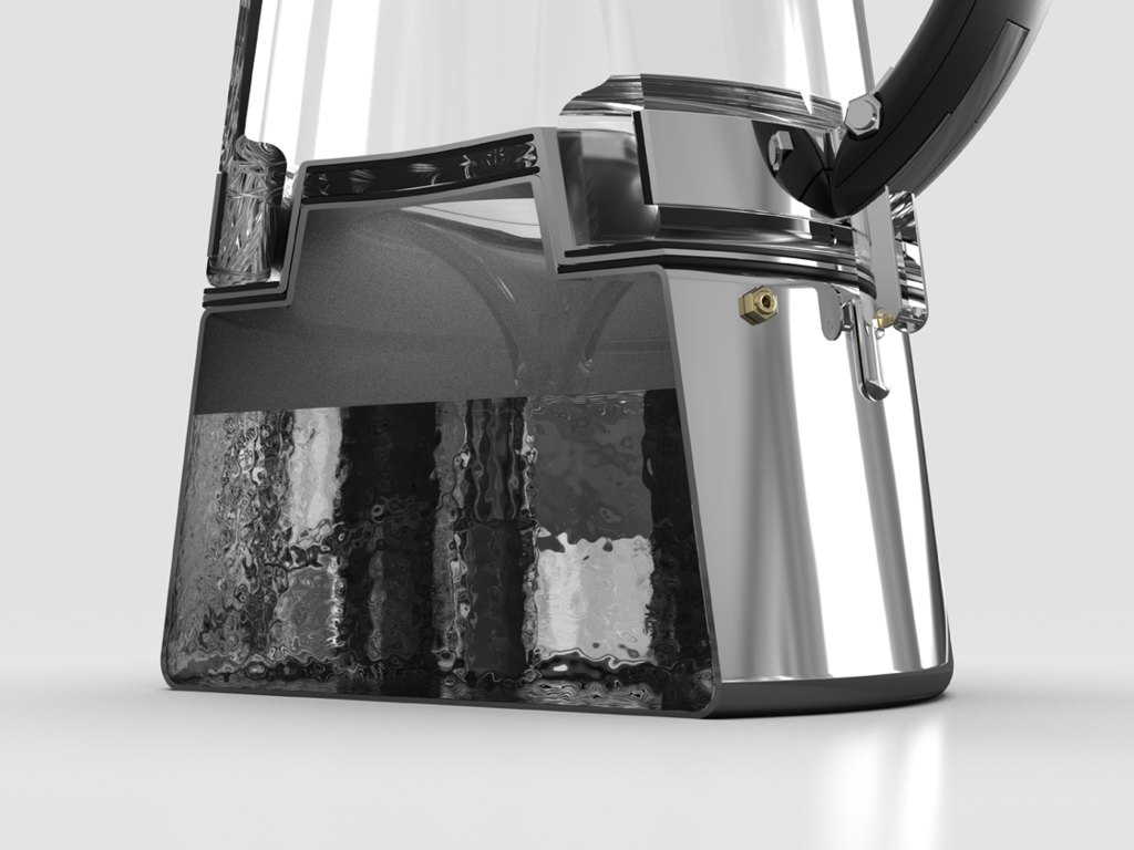 COO, cross-section, steam pressure building below glass funnel, visualising the process of boiling water.