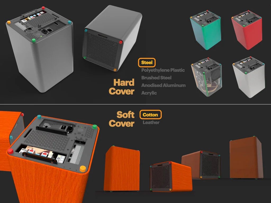 Variety of soft or hard exterior cover options. The soft cover is perfect for a unique look in the home, while hard enclosure options make for a more premium look and are better suited to systems that need to travel.