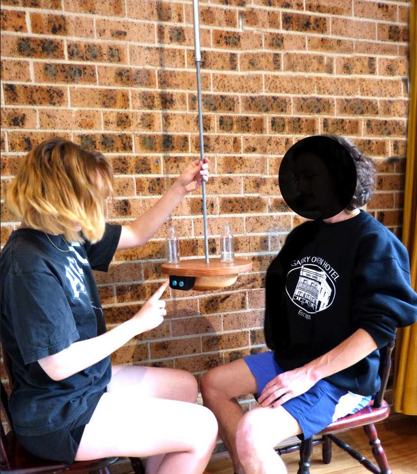 Two users trying out the 1:2 appearance model, made to test the aesthetics, materials, and usability of the product.