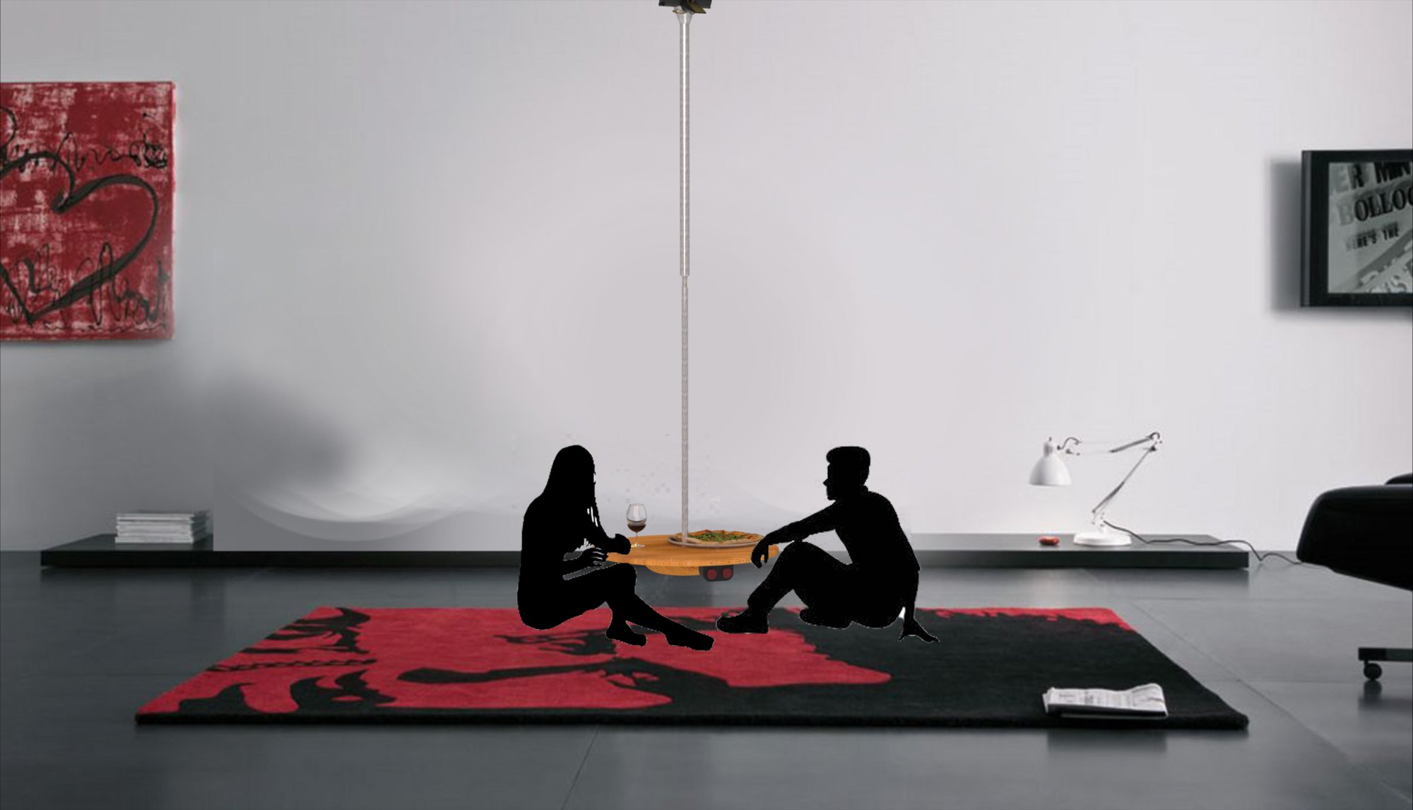Future directions: the table could be sold as a dining table that adjusts to a lower coffee table height, traditionally used in non-western households. And then adapt to a standard dining table if there were guests over, or even adjust to ceiling height to make more room in the living space.