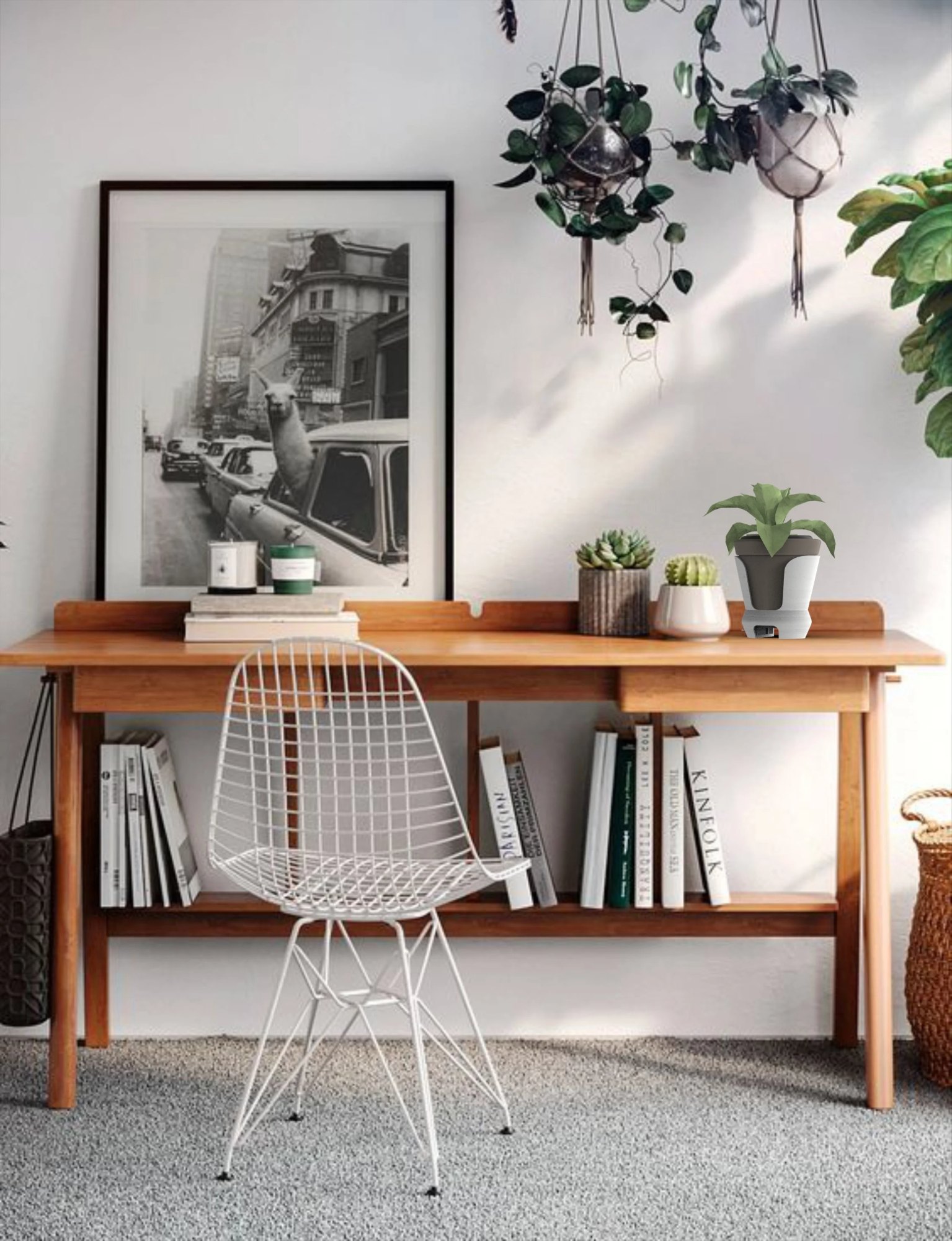 Designed to sit on a desk in an unobtrusive way.