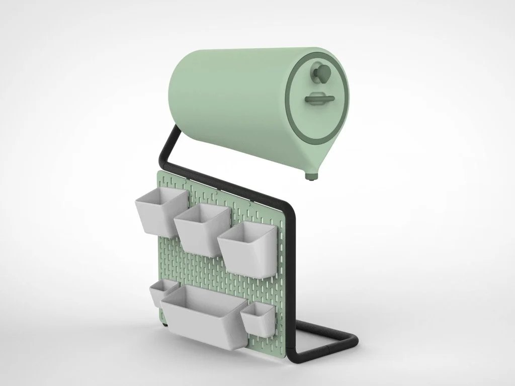 A hero shot, displaying the different elements of the product.