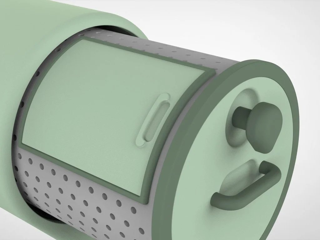 A handle for rotating the drum and another for pulling out the drum are attached to the inner drum. The inner drum has a slide hatch to place organic waste in, as well as holes all around the body, so liquid fertiliser is able to be collected from the outer drum.