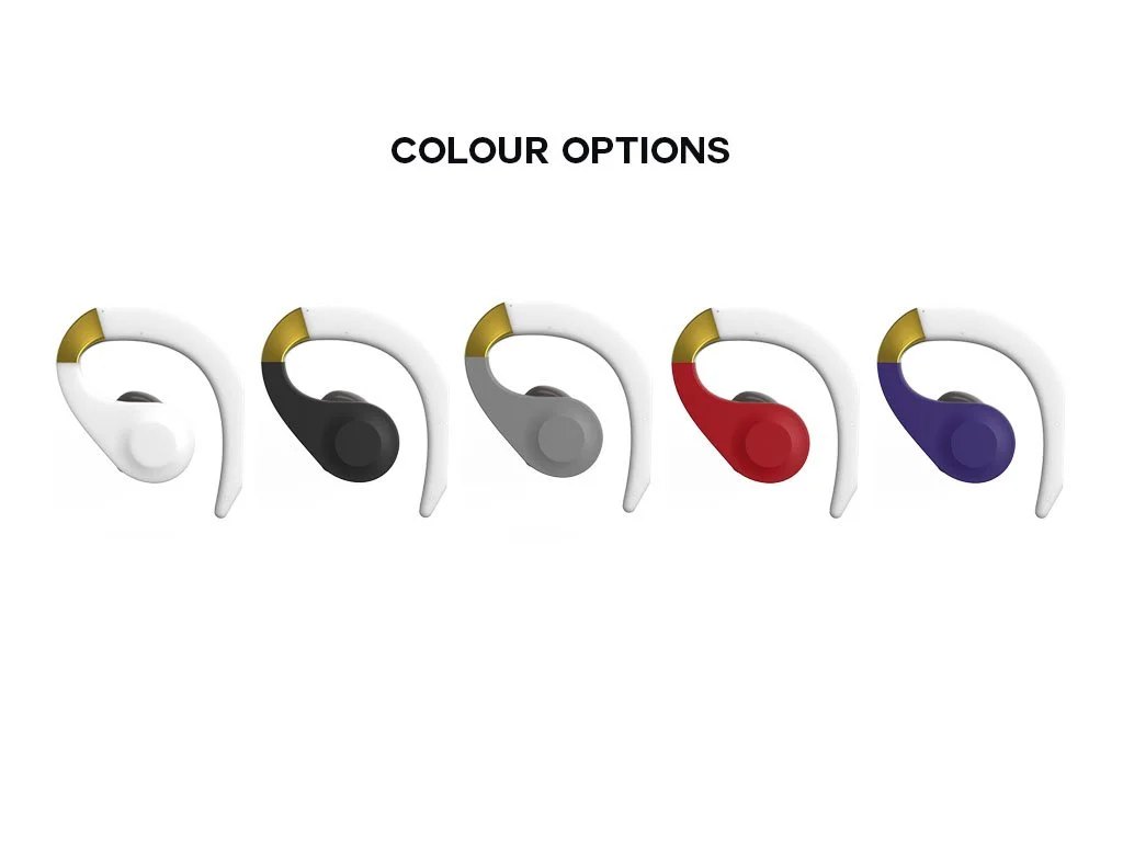 3D-printed modular coloured parts, designed for users to change and replace the look of their hearing aids.