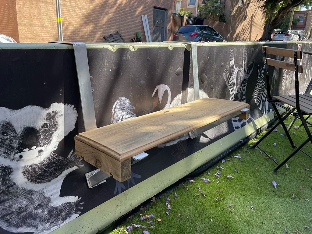 The practice of sourcing waste material to create a seat encourages users to interact with their localities more mindfully.