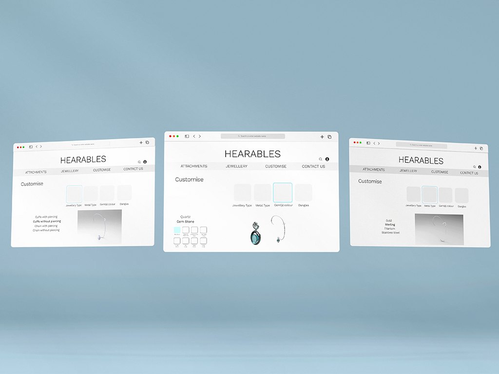 Website pages for jewellery customisation