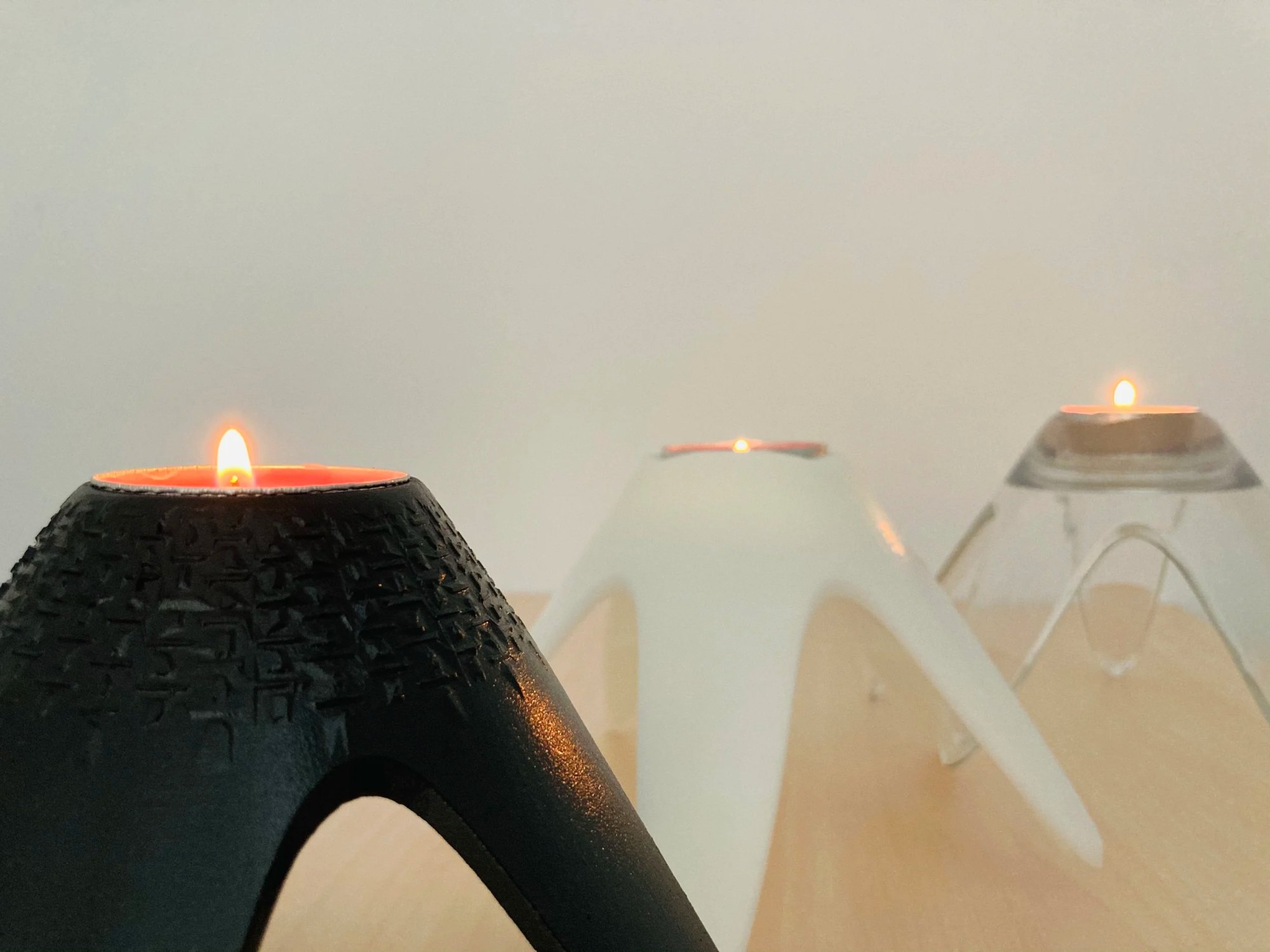 Candleholders with different colors and materials
