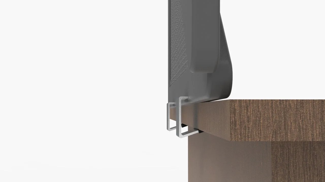 Close up of the clamp design in use