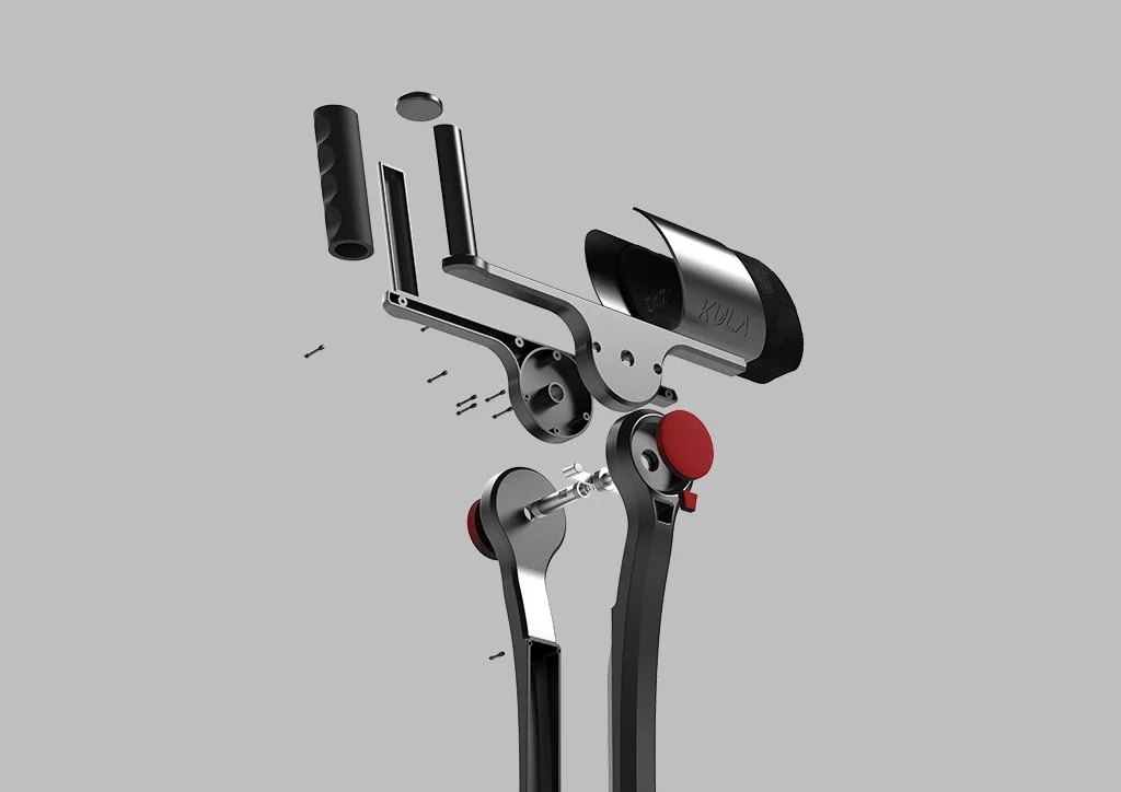 Exploded view displaying the angle locking mechanism