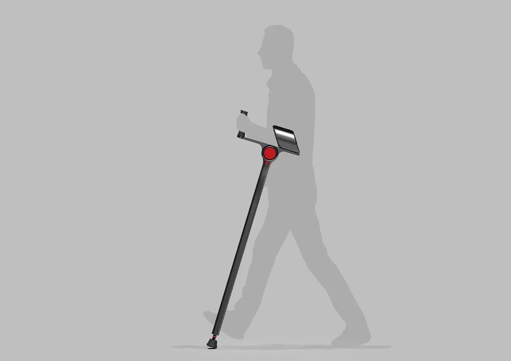 Scaled image showing the KULA crutch in use