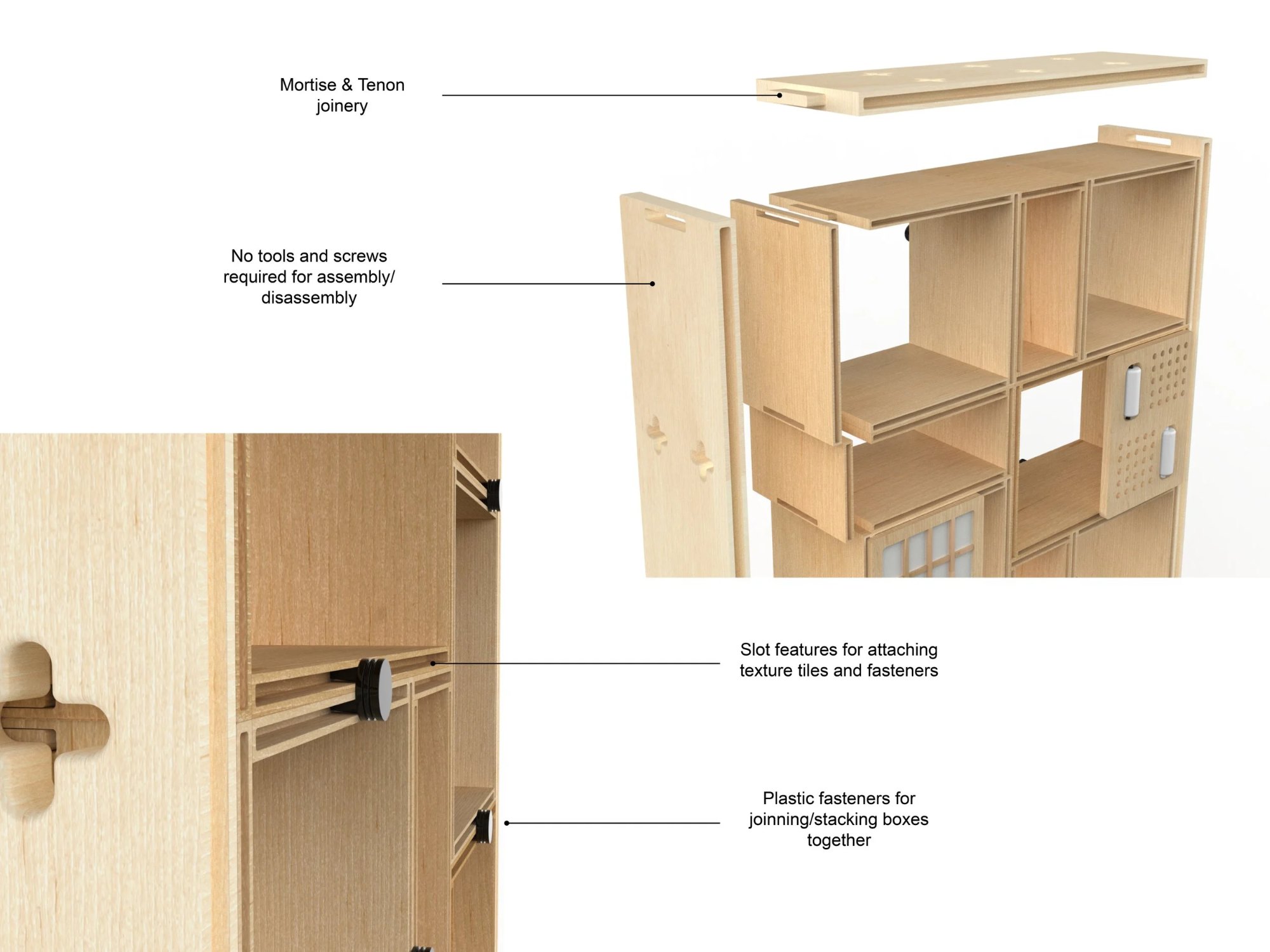 Technical details of the product — featuring assembly and joining features