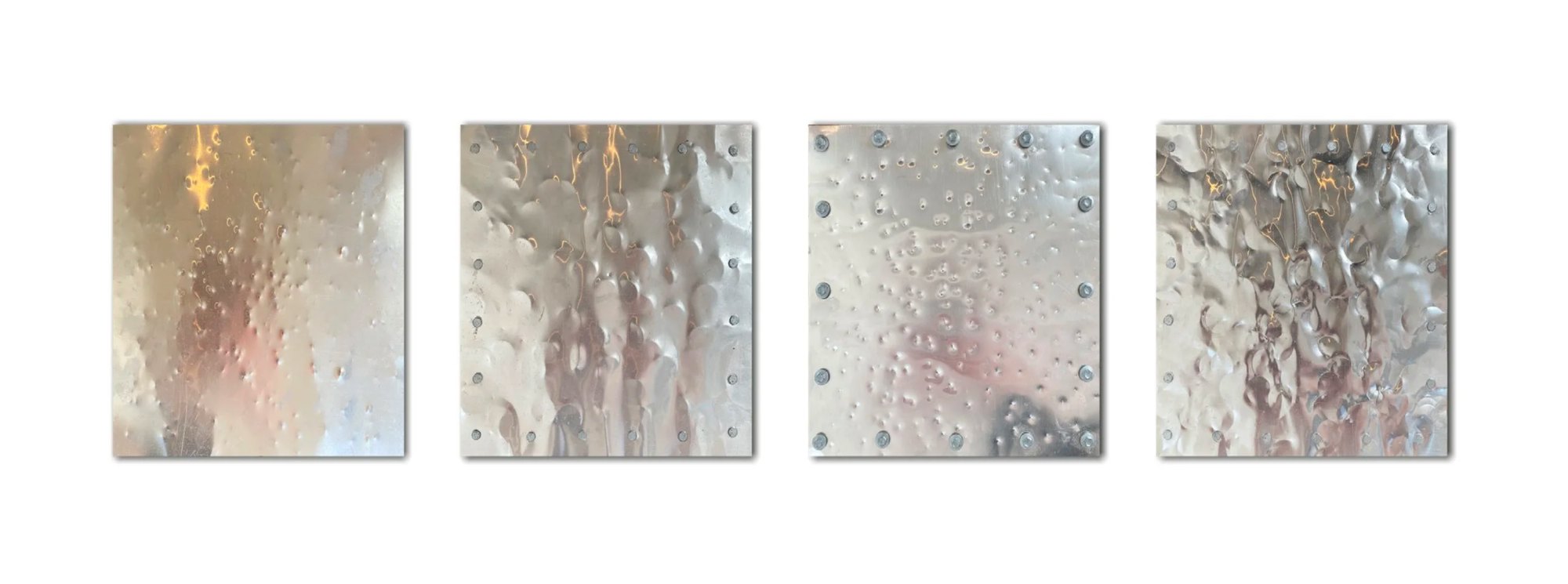 Battered aluminium samples created to explore tool variations