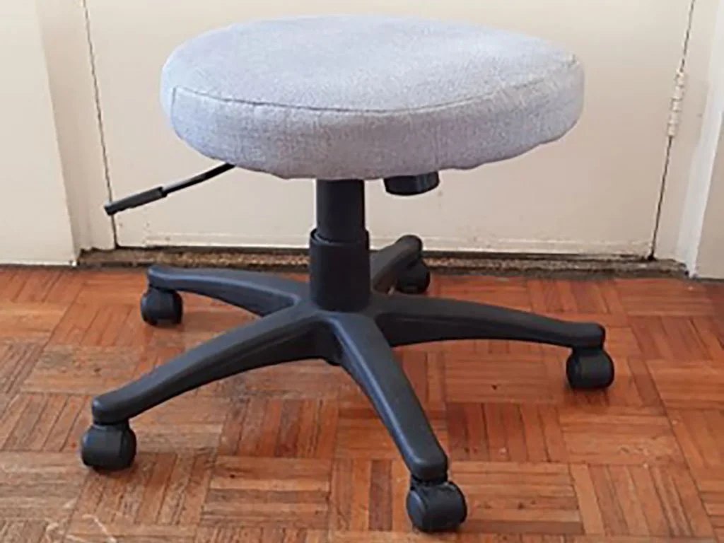 The swivel base mechanism remained intact and functional allowing it to be reused with the other reclaimed materials.