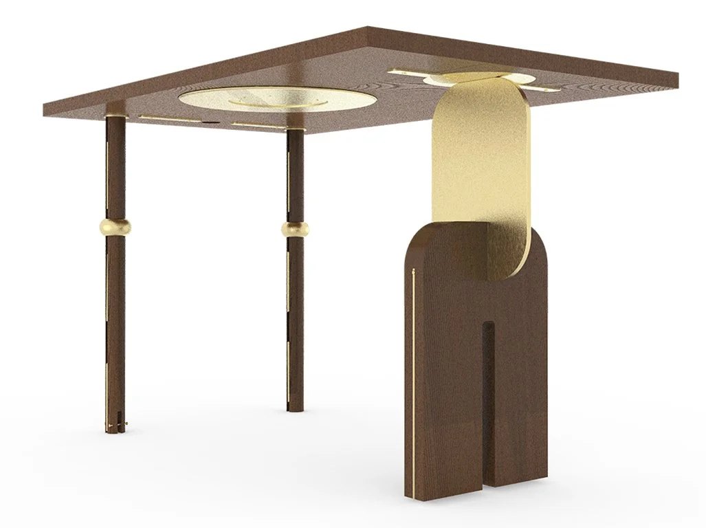 Render of final desk model from the Morphology Series, showing underside of desk.
