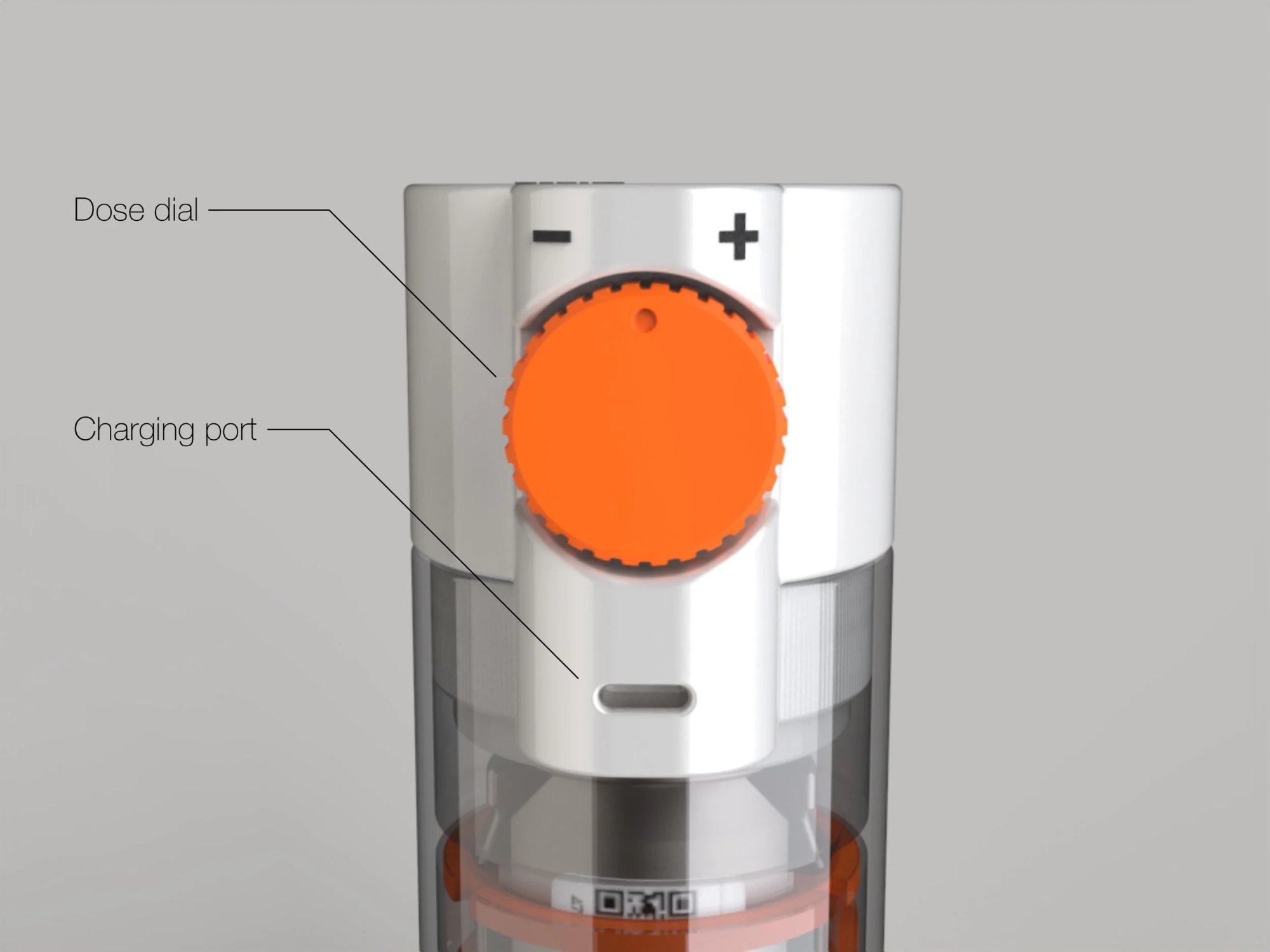 The user could adjust the amount of the dose by rotating the dial on the back