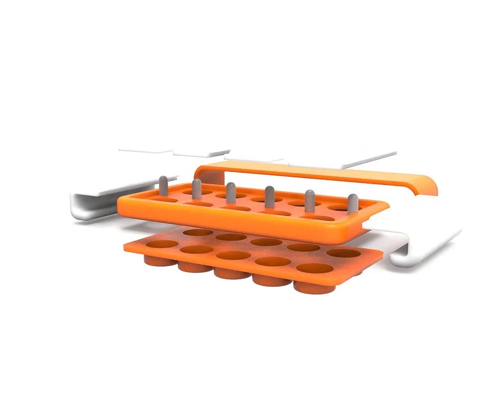 Exploded view of blister pack; each component can be disassembled to wash and reuse