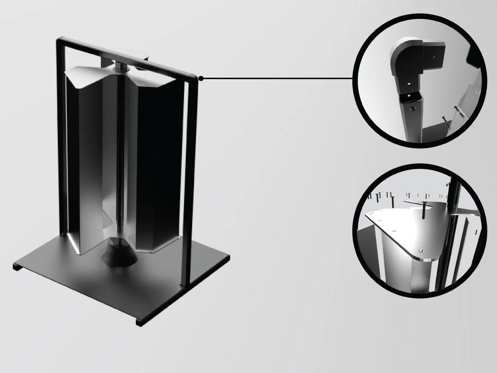 Sandcast aluminium joinery and black anodised 6061 aluminium frame.