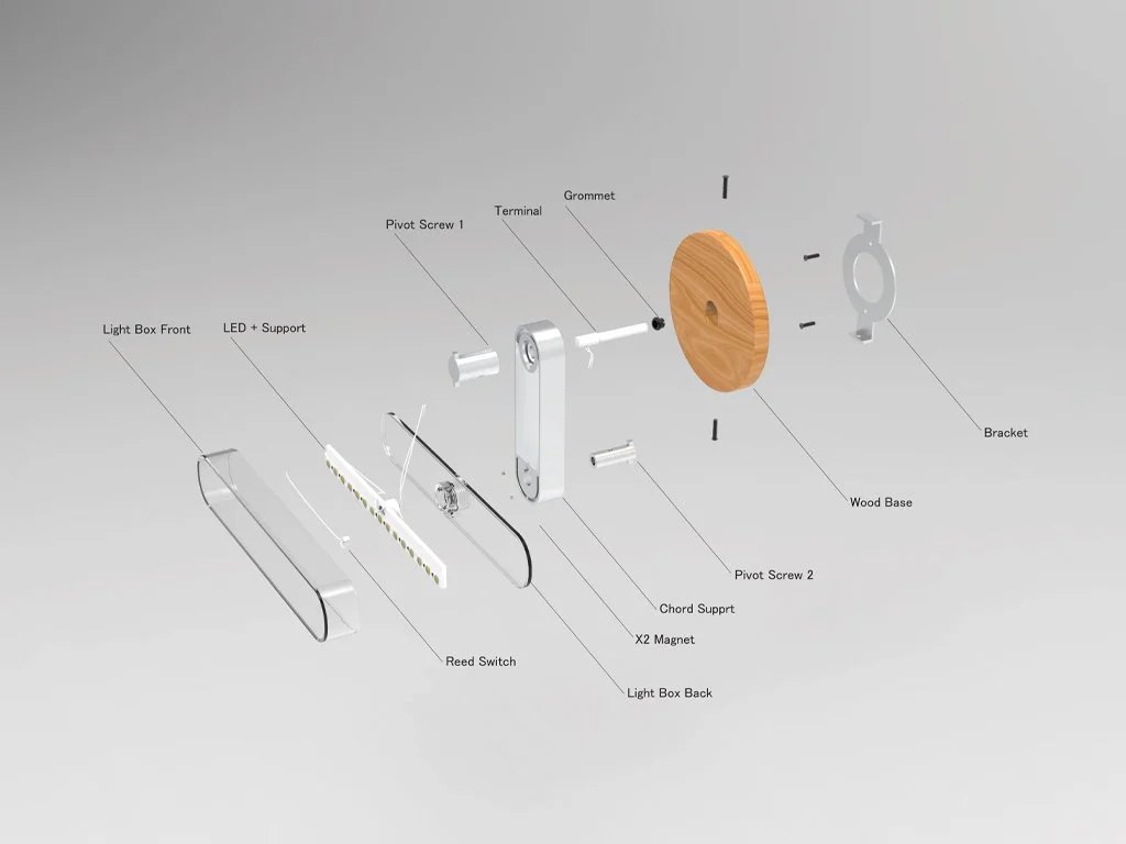 Exploded view of injection-moulded parts
