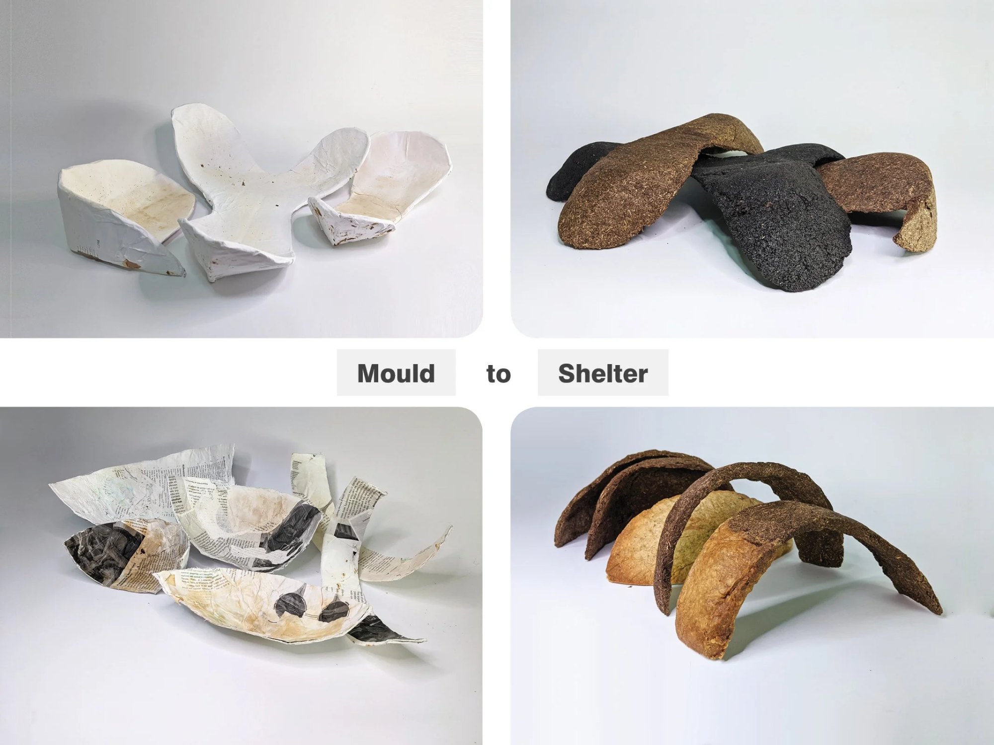 (From Mould to Shelter) Moulds are key to making the process of turning the AdNat biomaterial into a shelter that can be made by unskilled users.