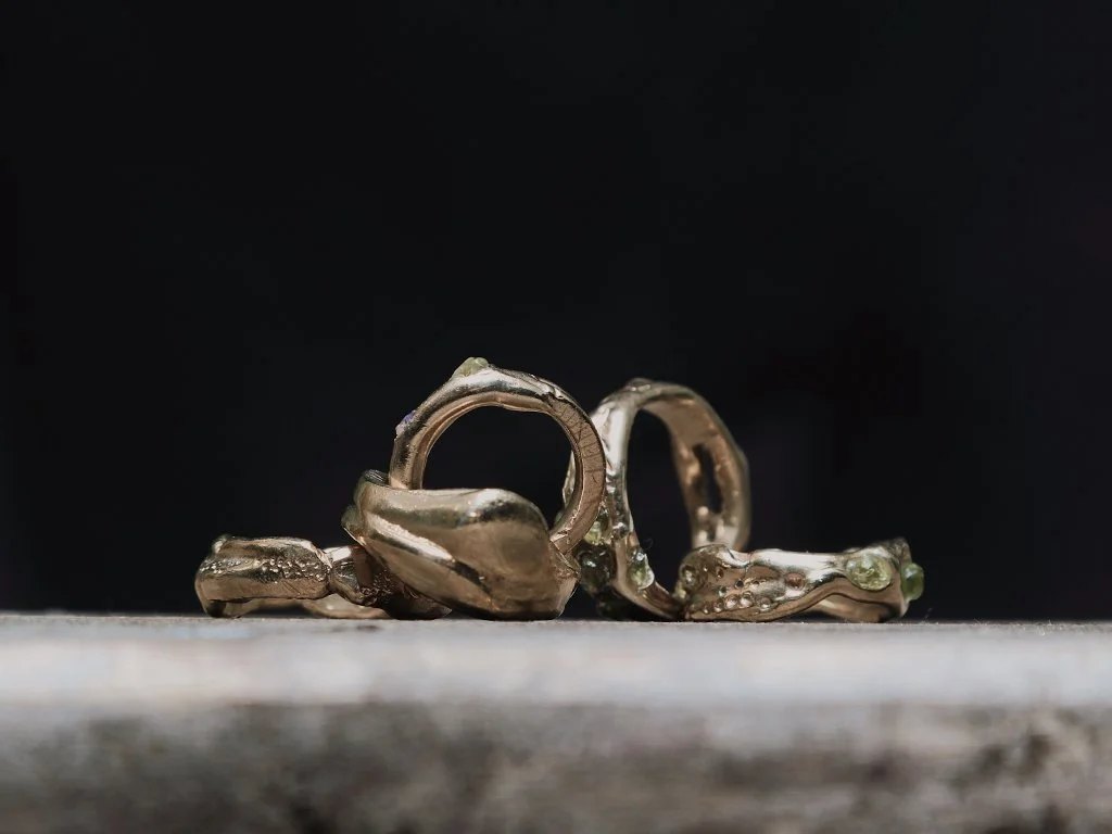 Finished rings with embedded gems