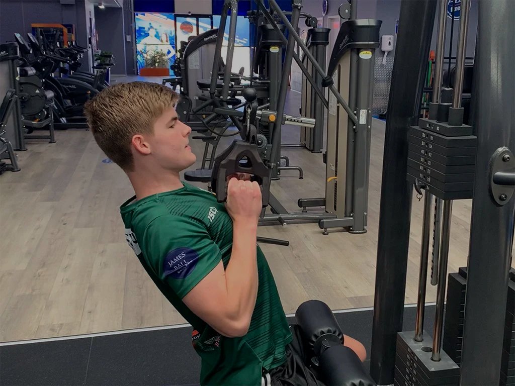 Evo grip being used on the lat pulldown machine