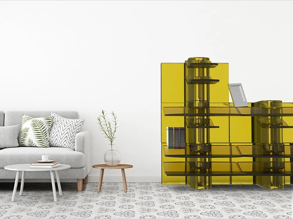 Storage shelving, assembled to the needs of the user.