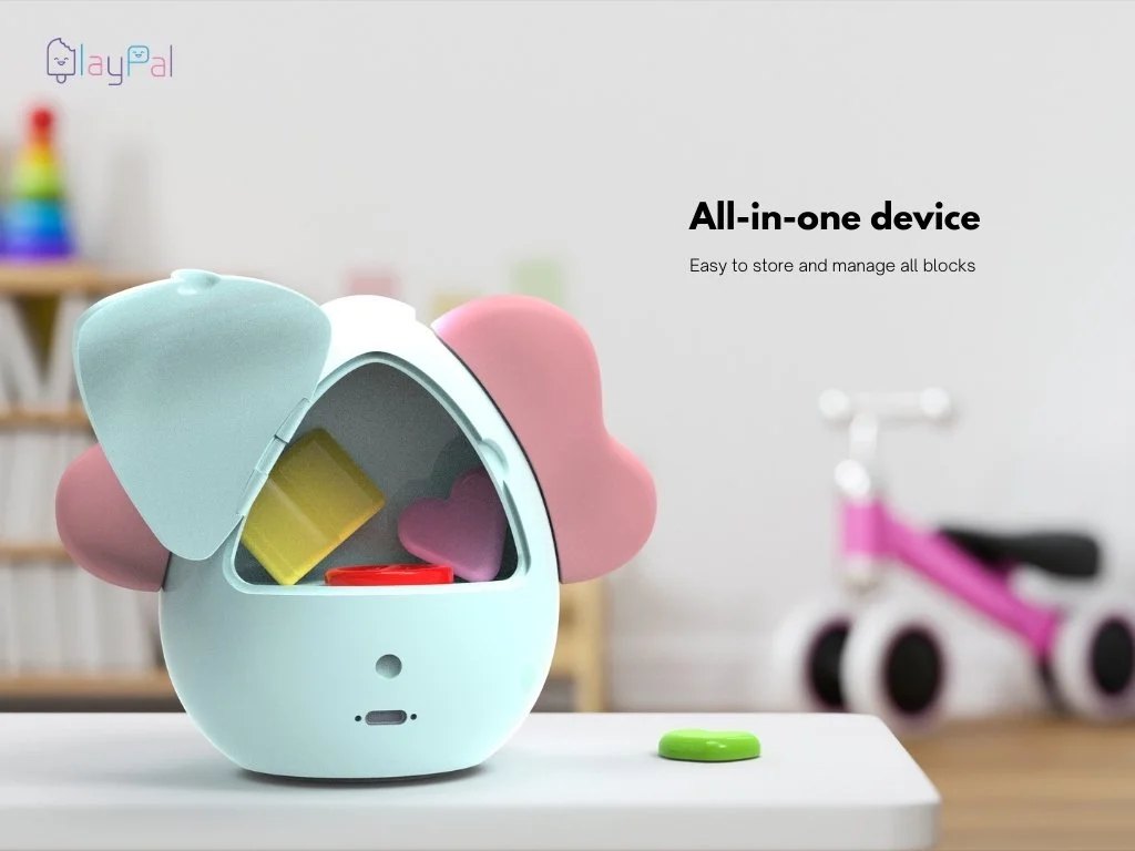 Detail of PlayPal’s storage – easy to store and manage all physical sensor blocks.