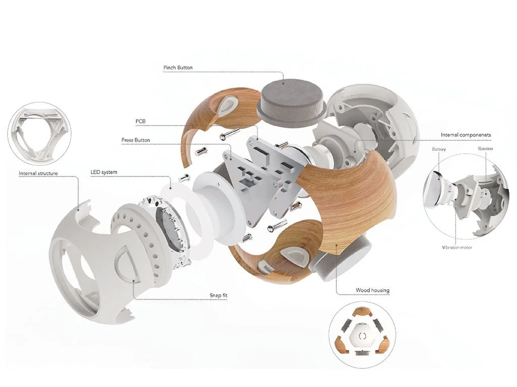 The exploded image demonstrates the internal components and assembly mechanism.