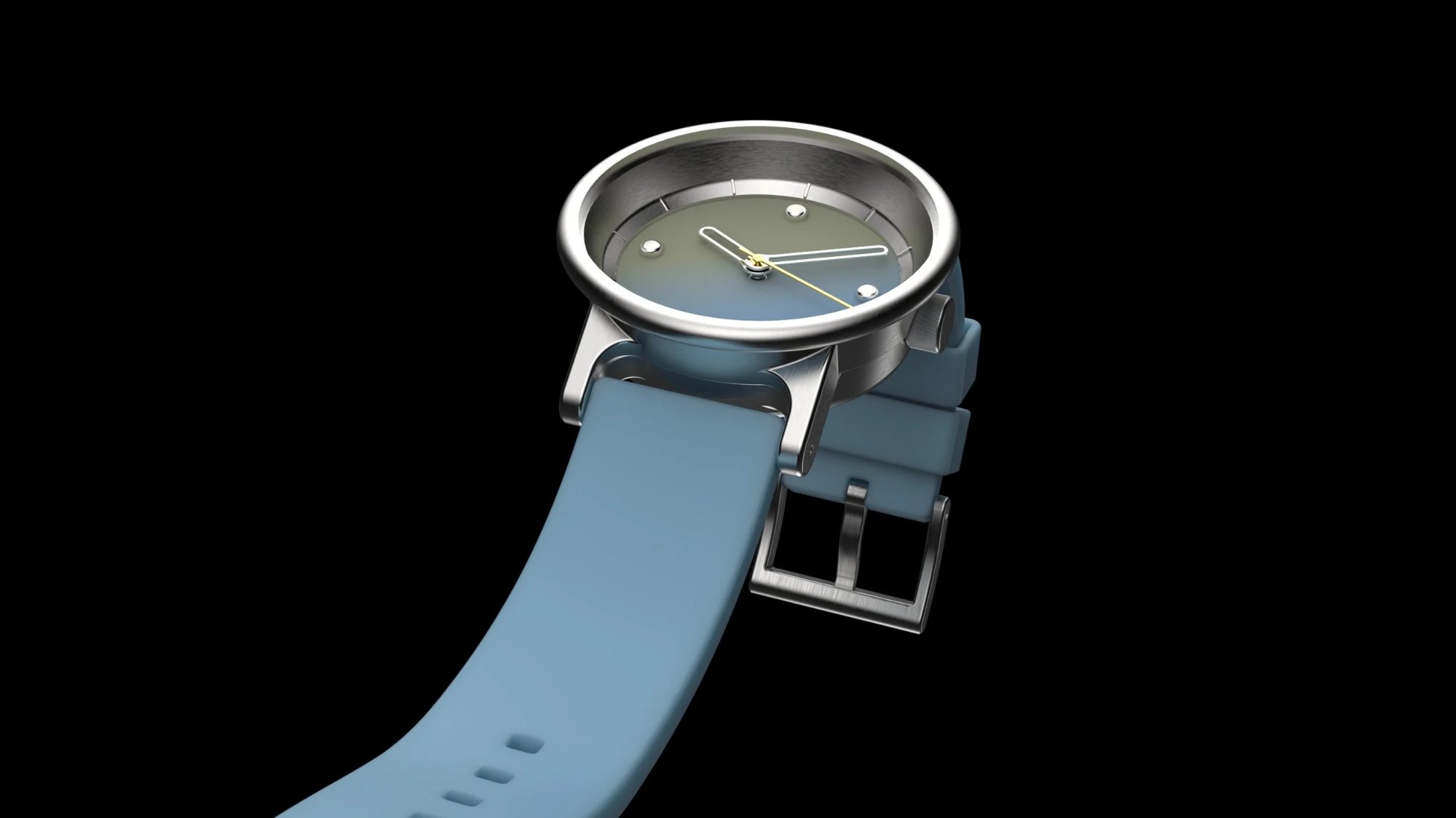 A rendering of the watch, showing the cohesive design approach to the strap, case and dial