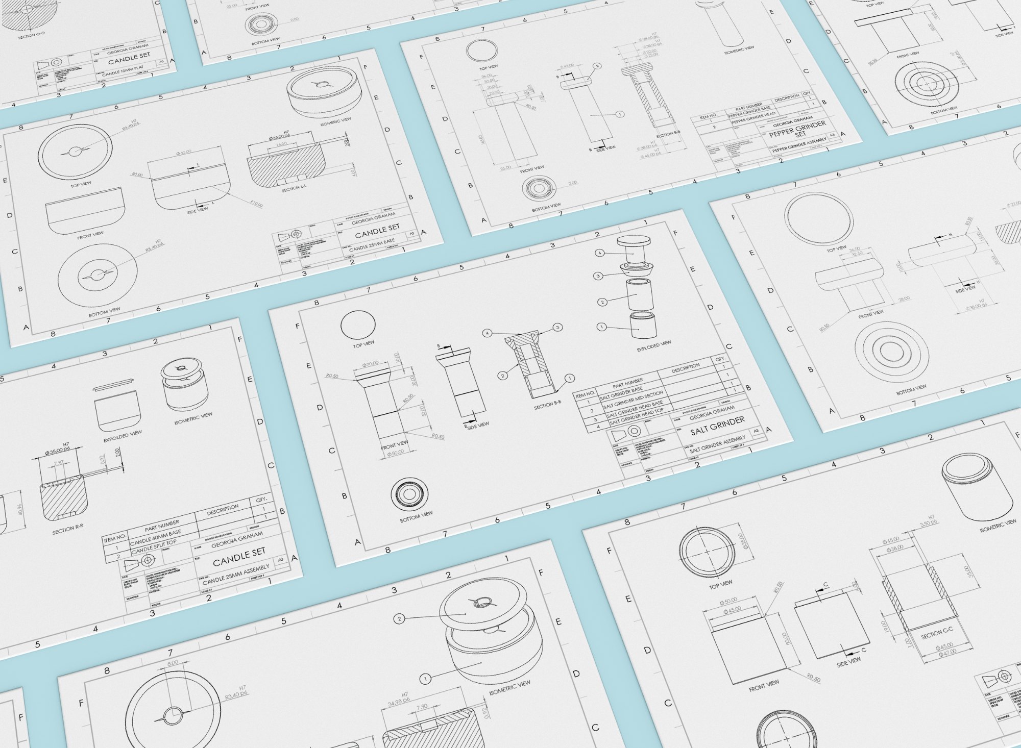 Engineering drawing of the final collection