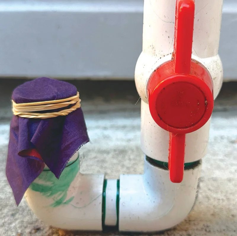 Testing the water resistance of final laminate with a home-made hydrostatic head test.