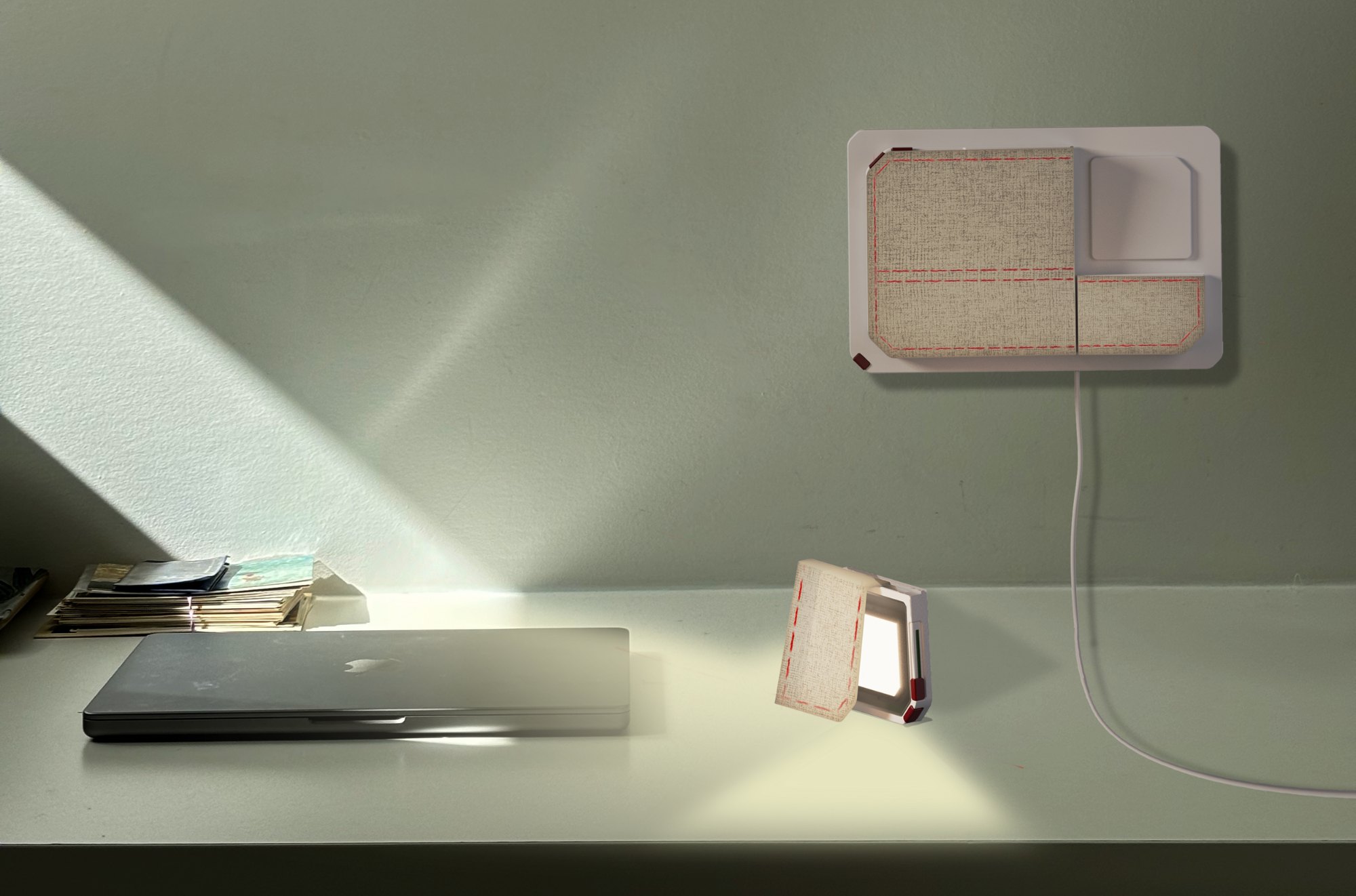 Task light in use to light up a workspace.
