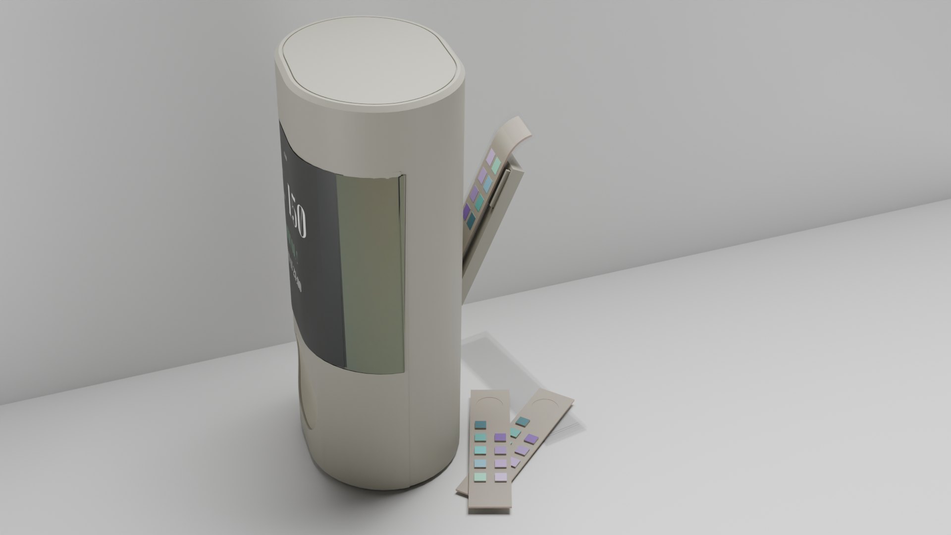 Ritual of use : After urine sample has been placed over the test pad, the ACR Test is then covered with medical grade capsule which creates a protection around the strip and ensures no contamination and is loaded at the back of NephroLink over the sensor.