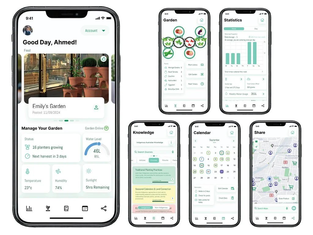 A mobile application can be used alongside Verdura, designed to enhance the user experience by providing a platform for tracking and analysing garden data, organising planting schedules, setting reminders, sharing produce, exchanging gardening experiences, and accessing educational content.