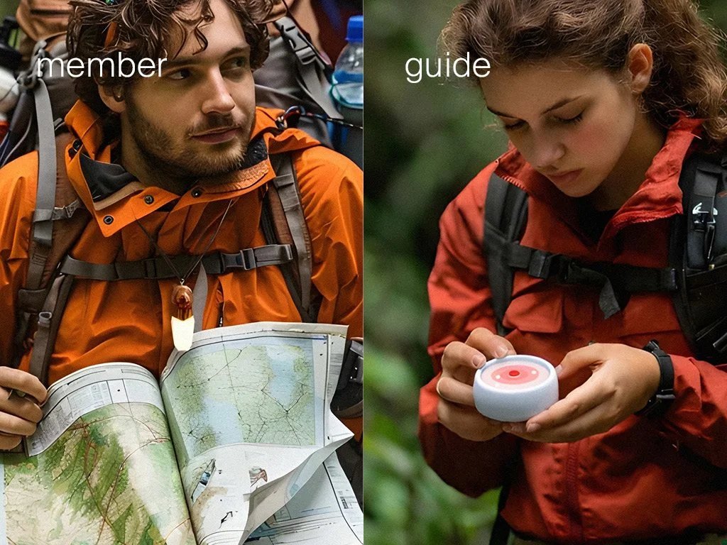 In-context view of Guardians being used by both the guide and their group member.