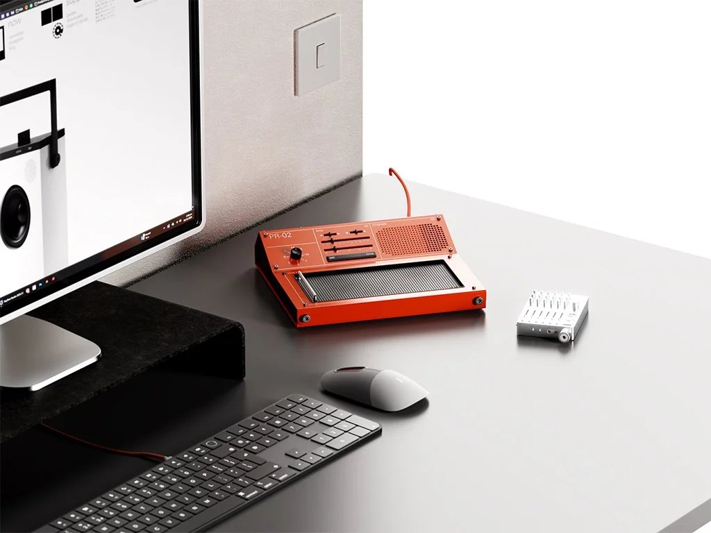 The PR-02 situated on a desk.