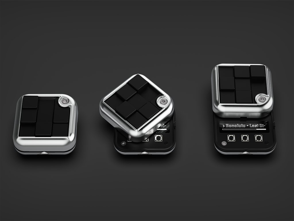 Inspired by the sleek flip phones of the 2000s, the controls are hidden from accidental activation and are revealed through a satisfying rotation mechanism.