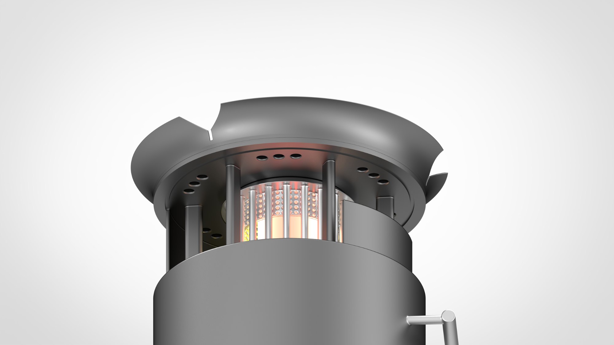 Close up of heating section