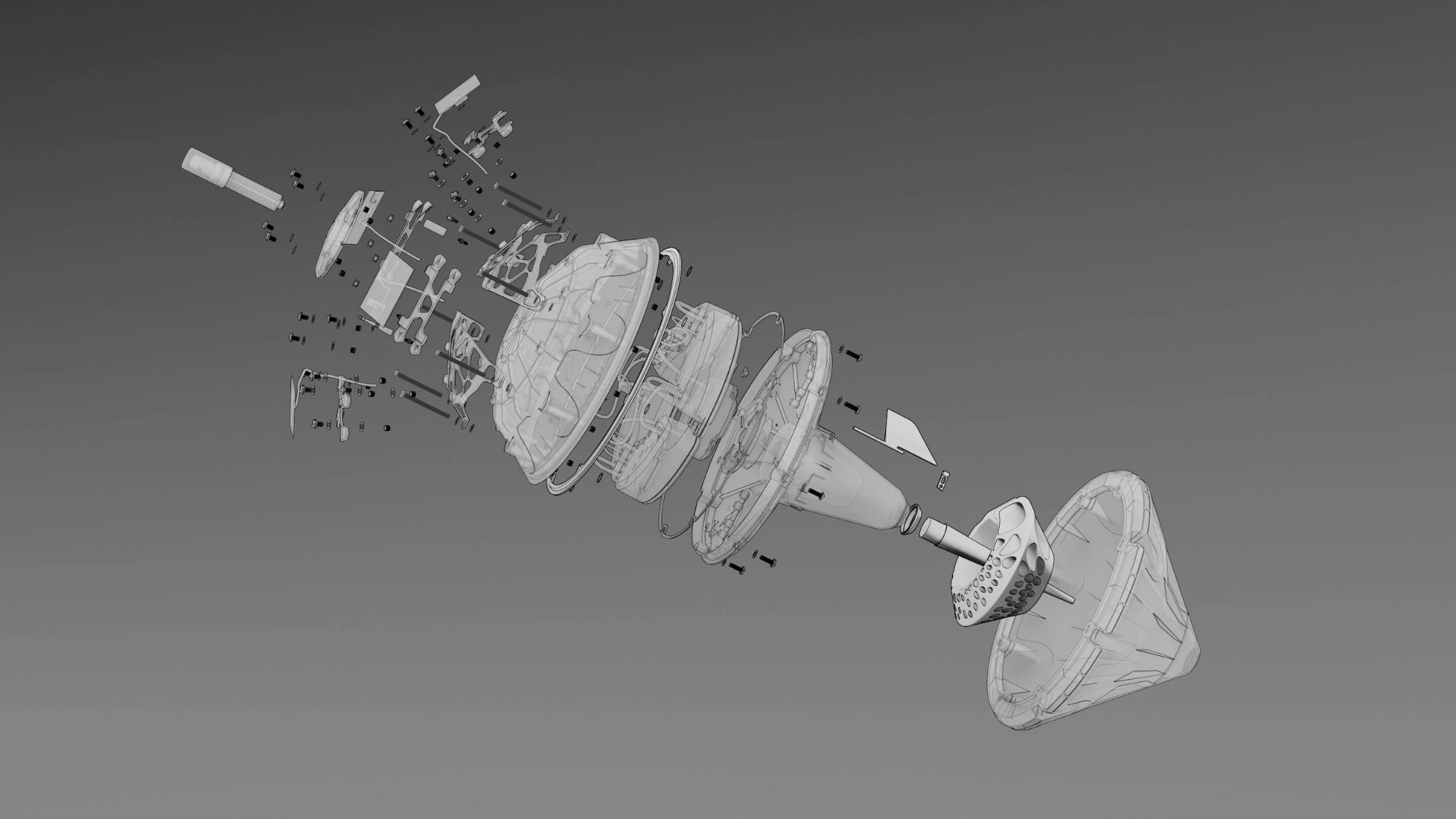 Exploded view render of BIOBUOY.